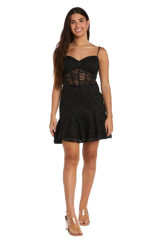 Morgan & Co 13055 Short Cocktail Lace Dress